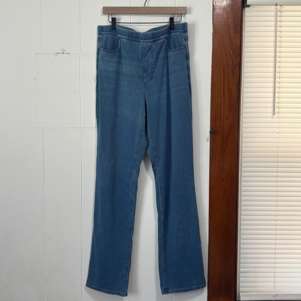 Lands End Starfish Denim Leggings Womens Large Tall 14-16 Blue Straight Pull On